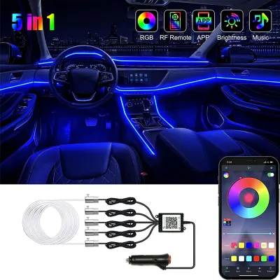 Seemetal đèn nội thất xe hơi đèn trang trí LED Nhiều chế độ ứng dụng kiểm soát âm thanh RGB xe đèn thân xe dải