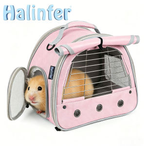 Portable breathable wire mesh hamster shoulder bag Hamster bag hamster travel bag，universal small animal pet bag sunshade and waterproof with detachable handle pad suitable for travel and medical use