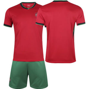 World Cup Portugal Jersey CR7 Home and Away Euro Cup Football Uniforms B Short-sleeved Quick-Dry Childrens Sports Set