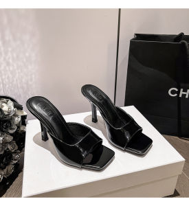 Squar toe Sandals for women Korean Lacquer leather high heels Sandals Stiletto Sandals Wedding sandals for bride Outdoor Women sandals party sandals with heels fashion elegant Sandals
