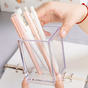 【D139】Pemegang Pen Akrilik Gaya Ins Transparent Makeup Brush Storage Box Student Office Desktop Organizer