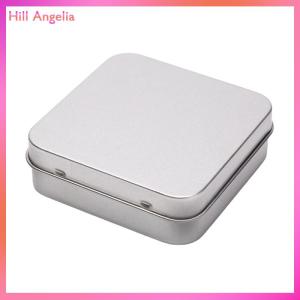 [Hill Angelia] ZHUYUN Mini Kim Loại Thiếc Container Vuông Bản Lề Lật Hộp Thiếc Lưu Trữ Đồ Trang Sức Trường Hợp Đồng Tiền