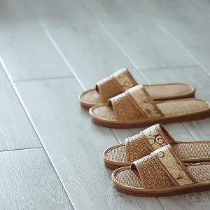 Bamboo Woven Rattan Summer Home CoupleS Straw Slippers Indoor Thick Soft Sole Wooden Floor Home Sandals