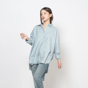Ixora Veda Oversized Shirt - Atasan Kemeja Wanita Oversize Lengan Panjang Katun Polos