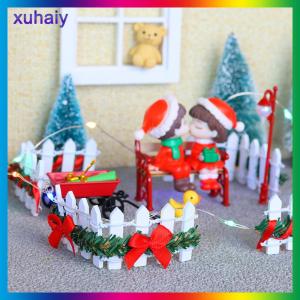 xuhaiy 4Pcs set 1 12 Dollhouse Mini Wooden Fence Model Doll Home Christmas Day Scene Decor Dolls House Micro Garden Courtyard Decor Toy
