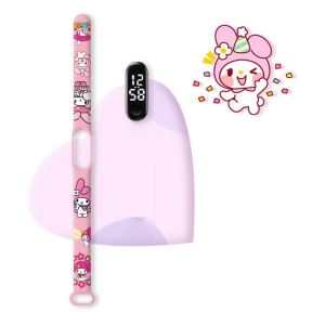 Sanrio Cartoon Hello Kitty LED Watch Sport Waterproof Watch Girls Boys Kuromi My Melody Cinnamoroll Digital Watches Silicone Watch Kids Gifts