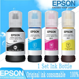 Epson 001 หมึกเติม หมึกสีย้อมสำหรับเครื่องพิมพ์ L4150/L4160/L5190/L6160/L6170 Epson T03Y (001) Ink Bottle Set 4 สี