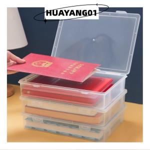 HUAYANG01 [HOT FASHION] Plastic File Storage Box Organization Transparent Square Storage Box A4 Organization Box Desktop Dust-proof Storage Box