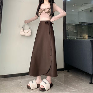 S-5XL Rok Panjang Wanita Model A Pinggang Tinggi Celana Desain Tidak Beraturan Kain Tipis