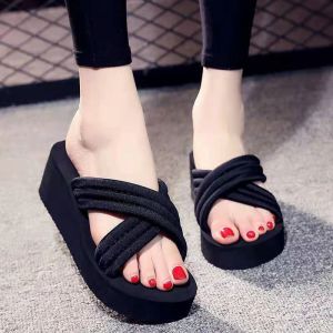 [Free Shipping] Summer Sandals Popular WomenS Shoes Wedge Heels Cross-Strap Design New Trendy Style Chunky Heels Thick Soles Suitable For Students Everyday Fashion And Slip-On Style
