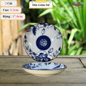 Combo 5 đĩa gốm sứ 18cm 5 đĩa gốm sứ hoa 7 inch
