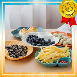 Piring Plastik Model Kerang 3pcs / Piring Kerang Shell Plate Kue Roti 2in1 Tempat Saos Kecap