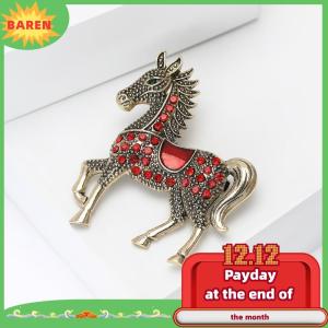 BAREN Classic Rhinestone Horse Brooches For Women Versatile Animal Lapel Pins Clothing Corsage Jewelry Accessories New Year Gifts
