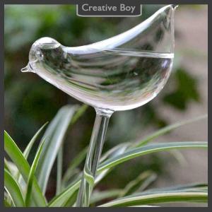 [Creative] Plant Waterer Self Watering Globes Bird Shape Hand Blown Clear Aqua Bulbs