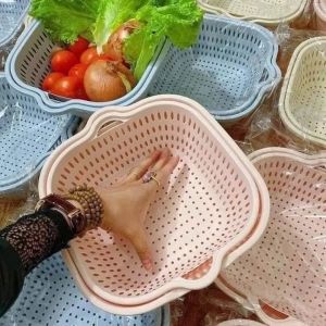 Rổ nhựa chữ nhật kèm chậu bộ 6 món  rổ rửa rau củ hoa quả hàng cao cấp Việt Nhật