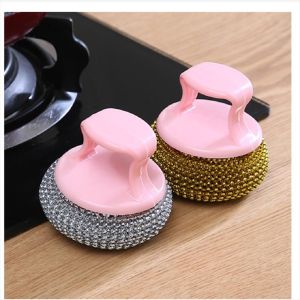 Sikat Bulat Multifungsi Dengan Gagang Almunium Sabut Serabut Kawat | Spon Kawat Cuci Piring Stainless Steel Panci Spons Sponge Dapur | Sabut Kawat