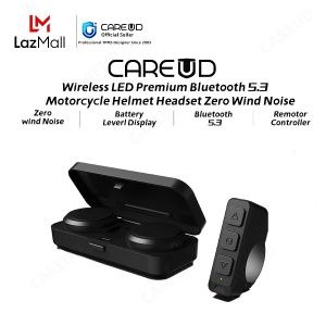 CAREUD H360 Wireless LED Bluetooth 5.3 Motorcycle Helmet Headset Built-in Mic Noise Cancelling 50h Standby With Remote Control