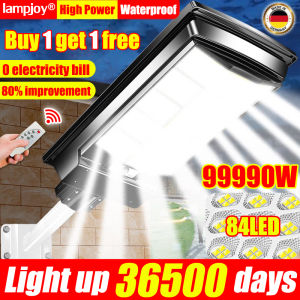 【No electricity bill】solar light outdoor waterproof 9999W Rechargeable outdoor IP67 Waterproof 84LED human body sensing light control sensing remote control solar street light flood wall light lamp with solar panel waterproof solar led garden light