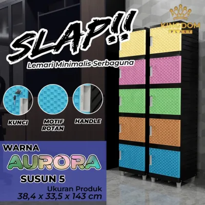 LEMARI PLASTIK 1 PINTU 2 3 4 5 SUSUN SLAP KINGDOM ZEBRA dan AURORA lemari baju lemari plastik