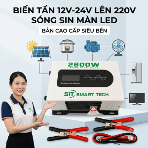 Biến Tần Inverter 2600W 12V-24V Lên 220V Sóng Sin Chuẩn Màn Hình Hiển Thị Đa Năng