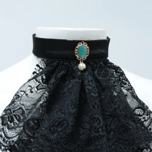 Medieval Colonial Jabot Necktie Victorian Ruffle Lace Neck Collar Detachable False Collar for Costume Parties