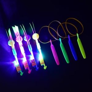 【Local Seller】Flying Arrow Rocket Flying Rotating Rocket Helicopter Flash Led Light Elastic Toy Berserk LED
