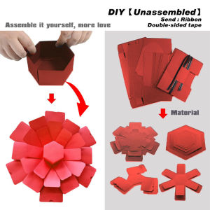 Specool®Greative Hexagon Surprise Box DIY Handmade Scrapbook Photo Album Valentine/Birthday/Wedding Anniversary Gift Box