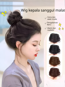 Wig Sanggul Rendah Fashion Ikat Rambut Ikat Rambut Terlihat Alami Rambut Sintetis Lembut Anti Selip Elastis Nyaman Mudah Ditata Aksesori Rambut untuk Wanita Pesta Sehari-hari