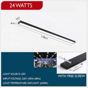 Super Bright LED Linear Panel Light 220V Daylight Modern Hanging Pendant Ceiling Light Home Office Store Gym Lighting