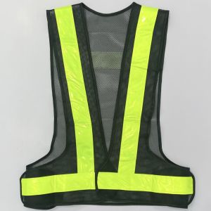 Reflector  V-Netting Vest  COD  Safety Vest V-Netting Black C/W Yellow Reflector With Pocket (Ready Stock)