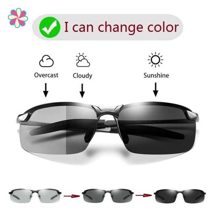 High Quality Photochromic Polarized Sunglasses for Men Night