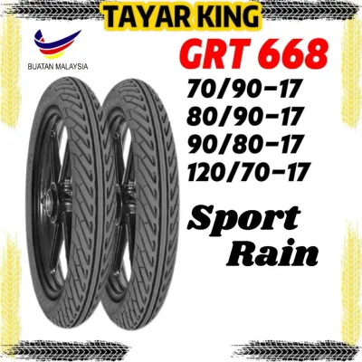 GRT 668 TUBELESS TAYAR TIRES MOTORCYCLE SPORT RAIN TAYAR HUJAN TAHUN 2024 70/90-17 80/90-17 90/80-17 120/70-17