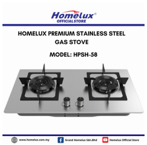 HOMELUX PREMIUM STAINLESS STEEL GAS STOVE HPSH-58 Double Gas Stove Cooker /Dapur Gas /煤气炉