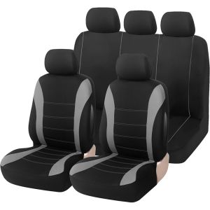 Universal Fit 9 pcs Set Fabric Car Seat Cover for 5 Seat Car Front Seat Back Seat Headrests Cover