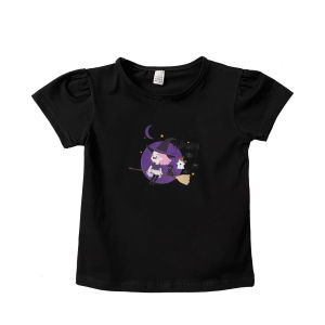 Áo thun cotton in hình Halloween ngắn tay đáng yêu cho bé