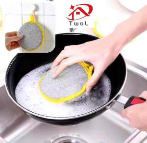 TWOL SHOP 1pcs double-sided dishwashing sponge kitchen cleaning sponge High-density dipped