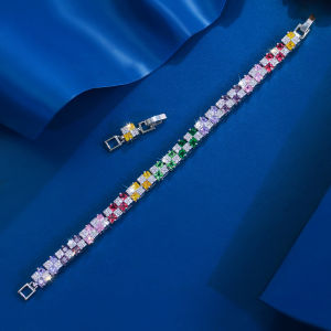 SEQUITO Delicate Ladies Wrist Jewelry Inlay Colorful AAA Cubic Zirconia Bracelet Costume Jewellery B395