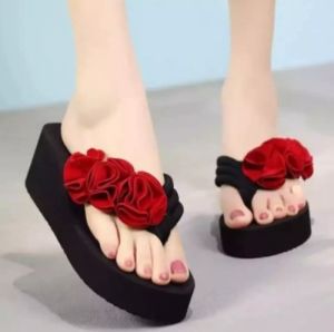 Aniee Sandal Wedges Spon Wanita Motif Bunga