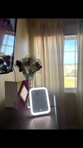 FUNTOUCH 30X/1X Travel Makeup Mirror with Lights 3000mAh Rechargeable 2-Sided Magnifying Mirror Portable Vanity Mirror 3-Color Lighting Dimmable Touch Screen for Women Gift Black