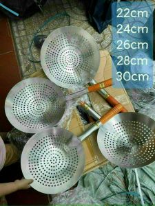 Vợt Xương Inox 304 Cán Gỗ Size 24cm-30cm Loại Dày