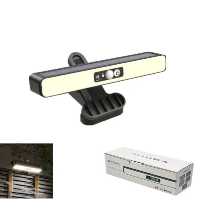 KEBETEME 2PCS Outdoor Solar Clip On Light With Motion Sensor IP65 Waterproof Fence Lights with 36 LEDs Portable Solar Powered Security Easy to Install For Garden Fence Decor