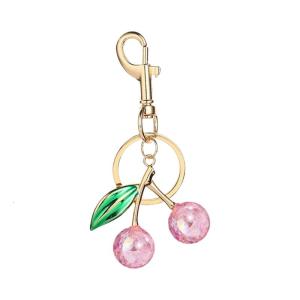Chic Cherry Bag Charm with Key Rings Cherry Bag Ornament with Key Rings Resin Metal Fashionable Keychain Pendant