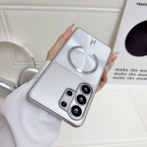 Luxury Laser Texture For Magsafe Phone Case For Samsung S26 S25 S24 Plus FE Ultra Frosted Magnetic Bumper Wireless Charge Cover