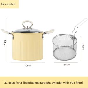 WININ 3L Nồi chiên sâu Với giỏ lưới lọc Sắt mịn Nồi chiên Bền Đa chức năng Nồi dầu súp