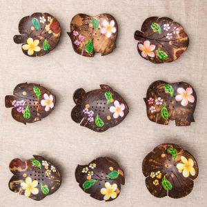 Painted Coconut Shell Soap Dish With Drain Soap Dish Perfect Soap Dish Soap Holder Bath Ball Tray Dishcloth Wire Ball Drainer