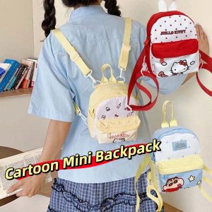 LIGHTER Oxford Cloth Kitty Mini Backpack Large Capacity Cartoon Mini Backpack Crayon Shin-chan Daypack Portable KT Cat Small School Bag Kids