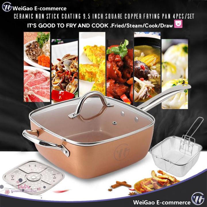 Ceramic Non Stick Coating Inch Square Copper Frying Pan