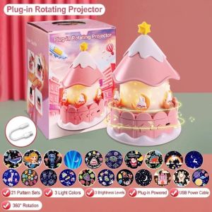 YOUSHI TOP Xoay Đèn ngủ chiếu sao Ánh sáng dịu nhẹ Những giai điệu nhẹ nhàng Hộp nhạc xoay vòng Quà tặng bất ngờ Dễ vận hành Đèn chiếu Trẻ em