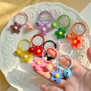5 PCSColor small flower bell key chain Candy color key ring pendant womens bag pendant