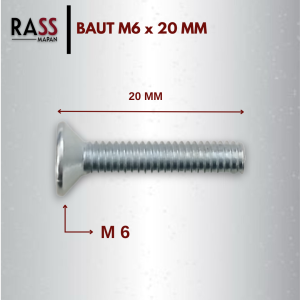 Skrup M6 x 20mm 1Bungkus Isi 100pcs
